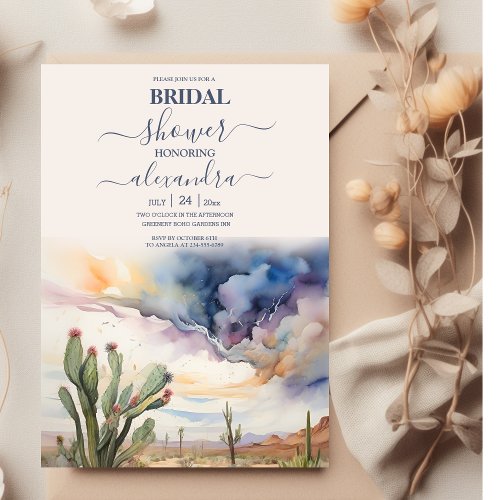 Watercolor Desert and Cactus Bridal Shower Invitation