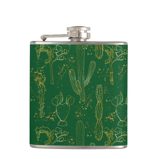 Watercolor Desert Cacti  Flask (Front)
