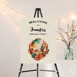 Watercolor Desert Cactus and Mountains - Birthday Foam Board