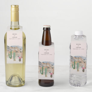 Watercolor Desert Cactus Boho Wedding Favor Bottle Hanger Tag