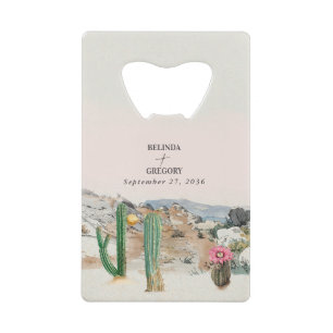 Watercolor Desert Cactus Boho Wedding Favor Credit Card Bottle Opener