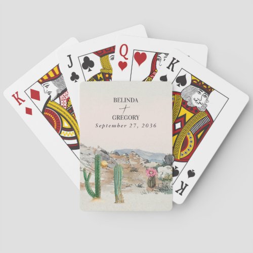Watercolor Desert Cactus Boho Wedding Favor Poker Cards