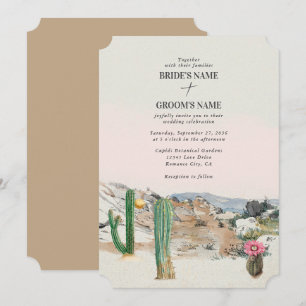 Watercolor Desert Cactus Boho Wedding Invitation