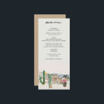 Watercolor Desert Cactus Boho Wedding Menu<br><div class="desc">A beautiful watercolor desert cactus landscape wedding design. A unique design that features watercolor desert cactus in a beautiful Boho style landscape with a hint of pink in the background. An elegant design with desert botanical cactus illustrations. A desert themed wedding menu card design with modern dusty pink and neutral...</div>