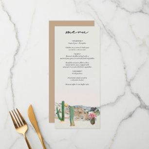 Watercolor Desert Cactus Boho Wedding Menu