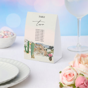 Watercolor Desert Cactus Boho Wedding Paper Table Tent