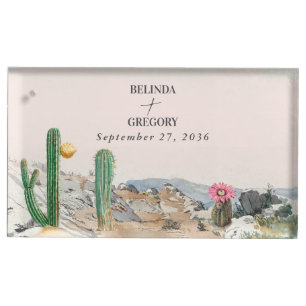Watercolor Desert Cactus Boho Wedding Place Card Holder