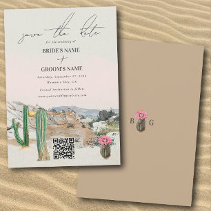 Watercolor Desert Cactus Boho Wedding Save The Date