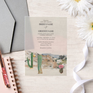 Watercolor Desert Cactus Boho Wedding Vellum Invitations