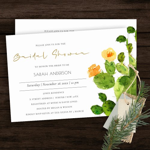 WATERCOLOR DESERT CACTUS FLORAL BRIDAL SHOWER INVITATION