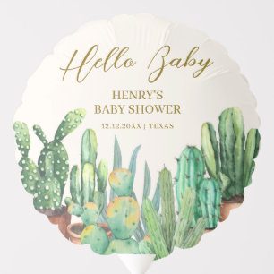 Watercolor Desert Cactus Garden Baby Shower Balloon