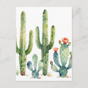 Watercolor Desert Cactus Garden Postcard
