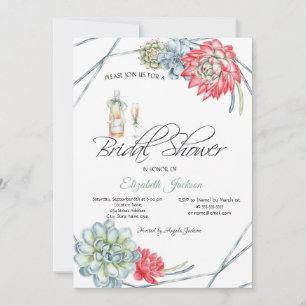 Watercolor Desert Cactus Red Succulents Dots Invitation