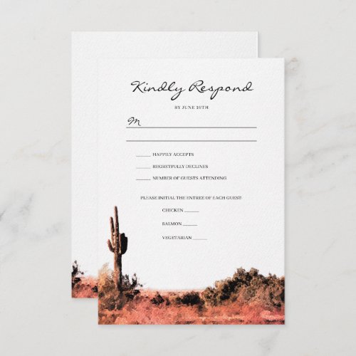 Watercolor Desert Cactus RSVP Insert Card