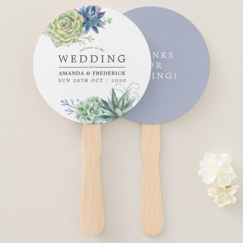 Watercolor Desert Cactus Succulent Wedding Favor Hand Fan