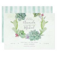 Watercolor Desert Cactus Succulent Wedding Invitation