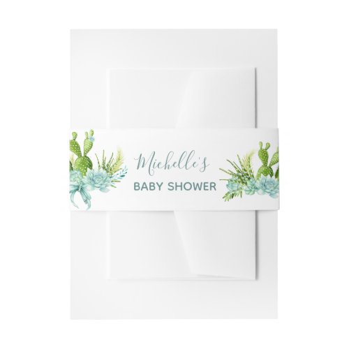 Watercolor Desert Cactus Succulents Baby Shower Invitation Belly Band