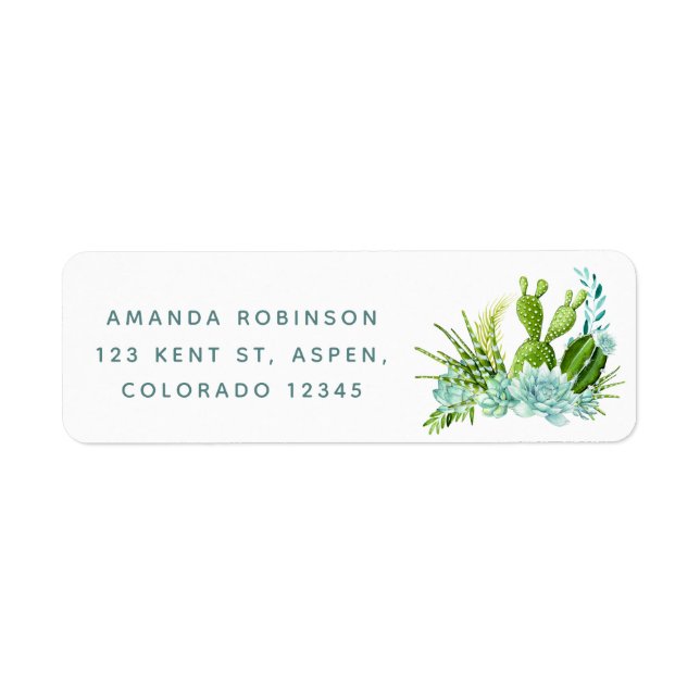 Watercolor Desert Cactus Succulents Baby Shower Label (Front)