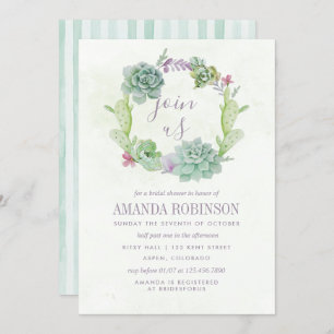 Watercolor Desert Cactus Succulents Bridal Shower Invitation