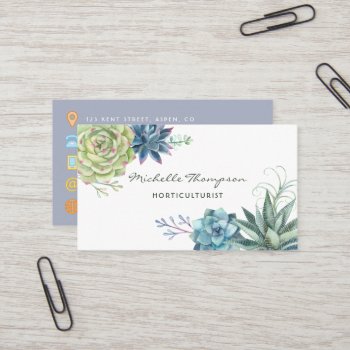 Watercolor Desert Cactus Succulents Business Card by partypeeps at Zazzle