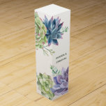 Watercolor Desert Cactus Succulents Customizable Wine Gift Box<br><div class="desc">Watercolour succulent art Wine Boxes with elegant typography customizable to your event specifics.</div>