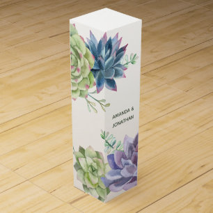 Watercolor Desert Cactus Succulents Customizable Wine Gift Box