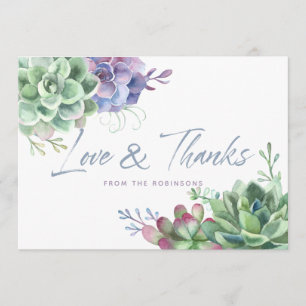 Watercolor Desert Cactus Succulents Thank You Card