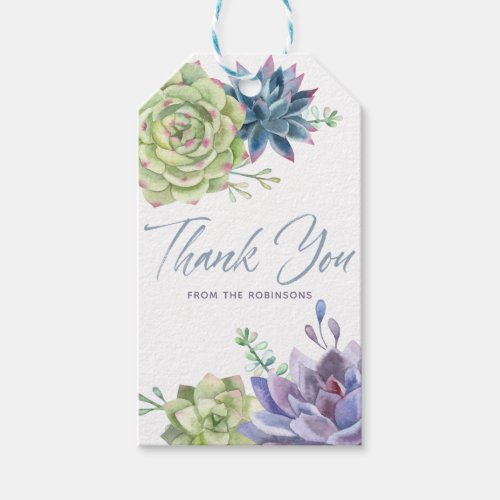 Watercolor Desert Cactus Succulents Thank You Gift Tags