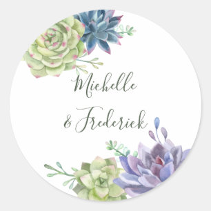 Watercolor Desert Cactus Succulents Wedding Classic Round Sticker