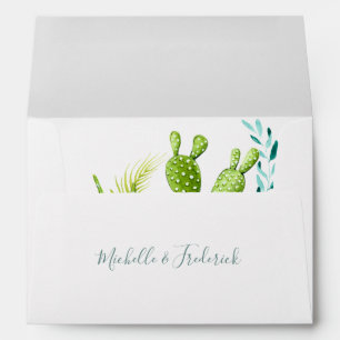 Watercolor Desert Cactus Succulents Wedding Envelope
