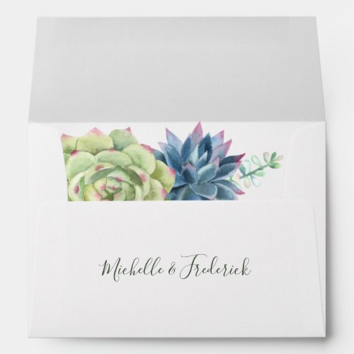 Watercolor Desert Cactus Succulents Wedding Envelope