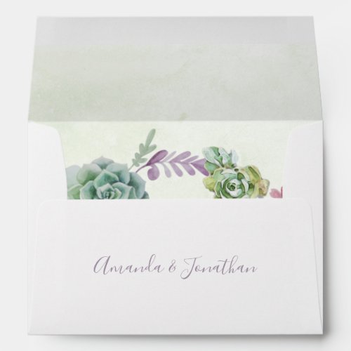 Watercolor Desert Cactus Succulents Wedding Envelope