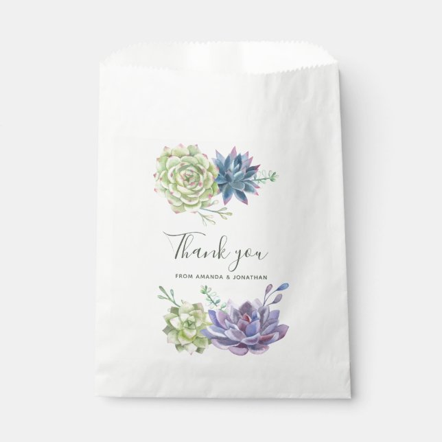 Watercolor Desert Cactus Succulents Wedding Favor Bag (Front)