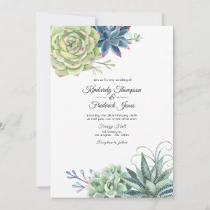 Watercolor Desert Cactus Succulents Wedding Invitation