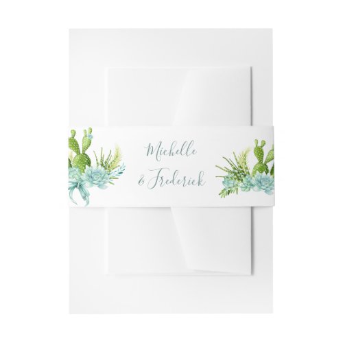 Watercolor Desert Cactus Succulents Wedding Invitation Belly Band