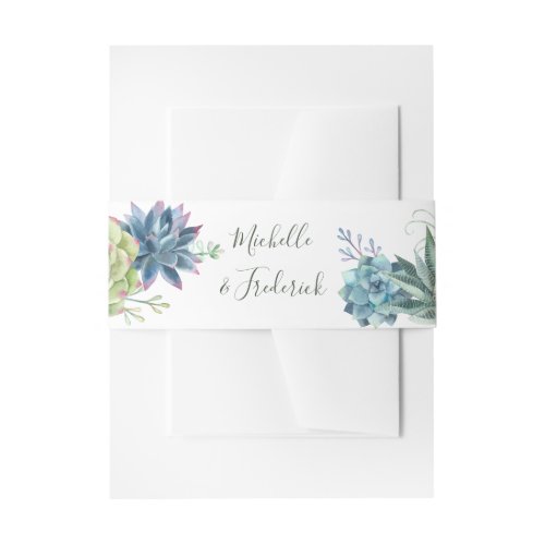 Watercolor Desert Cactus Succulents Wedding Invitation Belly Band