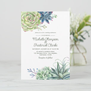 Watercolor Desert Cactus Succulents Wedding Invite