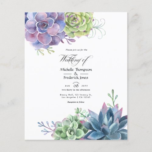 Watercolor Desert Cactus Succulents Wedding Invite Flyer