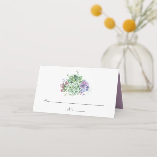 Watercolor Desert Cactus Succulents Wedding Place Card