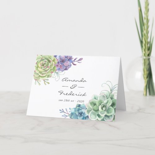 Watercolor Desert Cactus Succulents Wedding Program