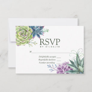 Watercolor Desert Cactus Succulents Wedding RSVP