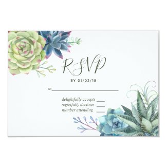 Watercolor Desert Cactus Succulents Wedding RSVP Card
