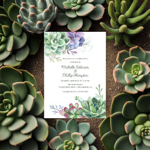 Watercolor Desert Cactus Succulents Wedding Shower Invitation