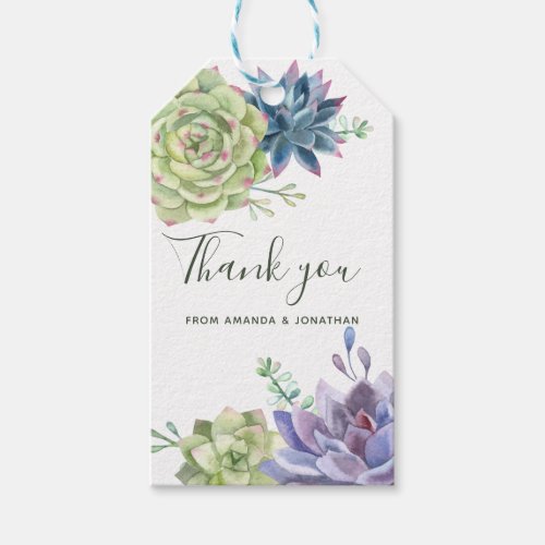 Watercolor Desert Cactus Succulents Wedding Thanks Gift Tags
