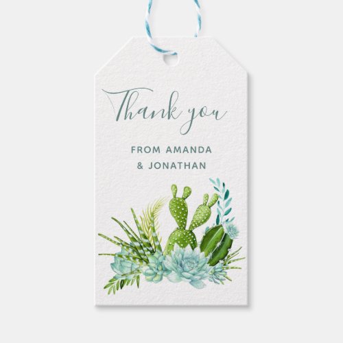 Watercolor Desert Cactus Succulents Wedding Thanks Gift Tags