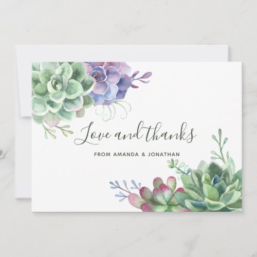 Watercolor Desert Cactus Succulents Wedding Thanks Thank You Card