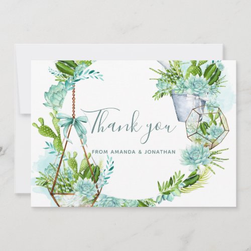 Watercolor Desert Cactus Succulents Wedding Thanks Thank You Card