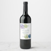 Watercolor Desert Cactus Succulents Wedding Wine Label
