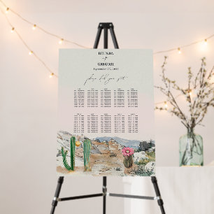 Watercolor Desert Cactus Wedding Seating Chart Foam Board