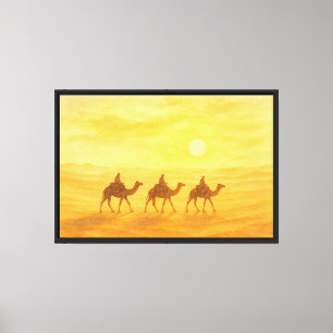 Watercolor Desert Caravan Canvas Print